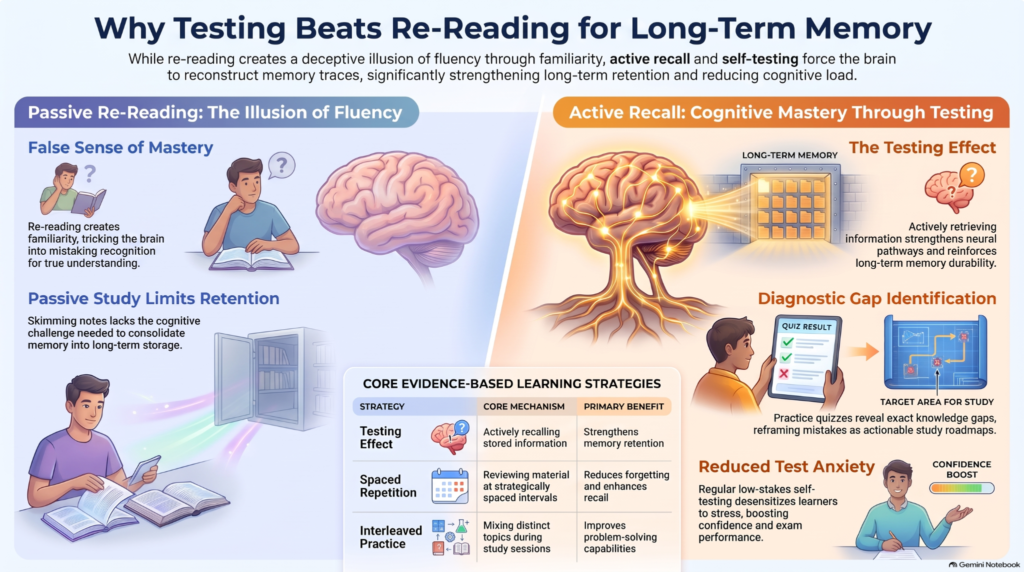 why testing improves long-term memory